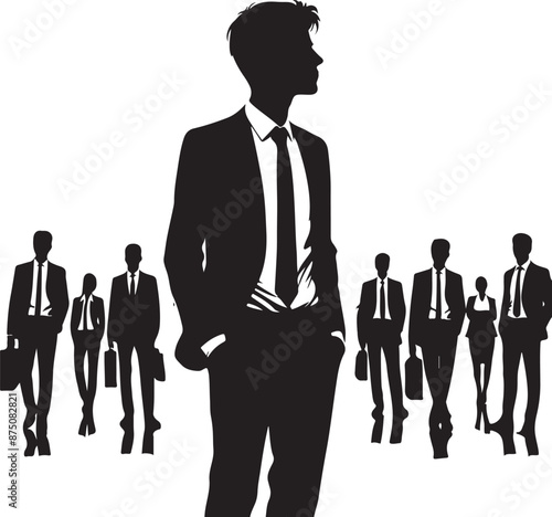 Business man standing with hands in his pockets  silhouette