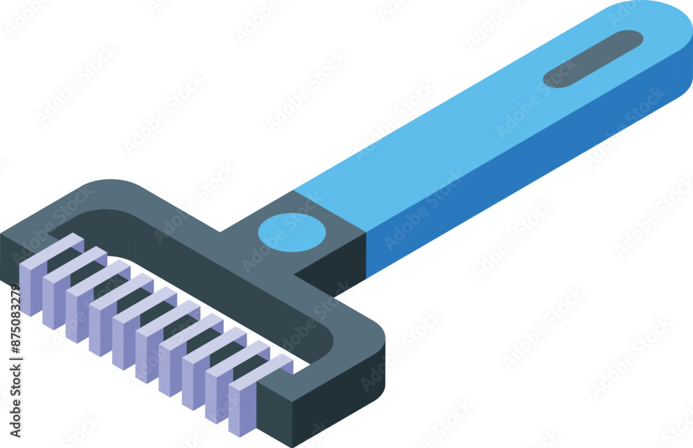 Dog brush with blue handle is a useful grooming tool for removing loose hair from your furry friend Dog brush with blue handle is a useful grooming tool for removing loose hair from your furry friend
