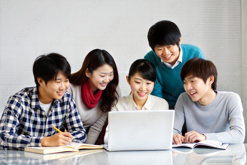 Happy Asian students collaborating on a group project in the classroom
Happy Asian students collaborating on a group project in the classroom