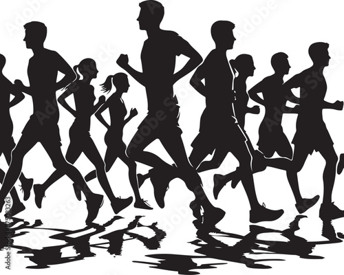 people running  vector silhouette, black color silhouette