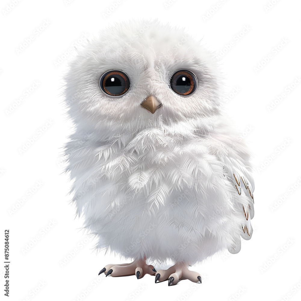 Fototapeta premium Adorable cartoon owl on transparent background