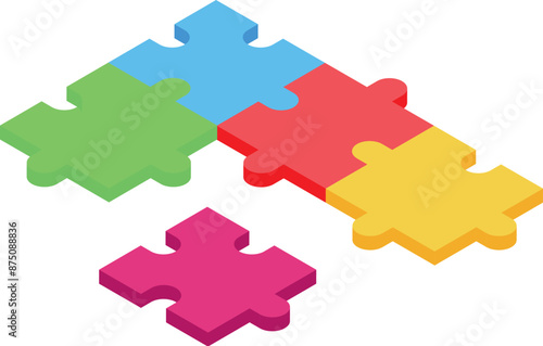 Colorful puzzle pieces connecting, completing a task or solving a problem © ylivdesign