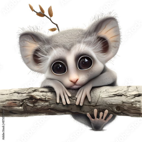 Adorable bushbaby on tree branch photo