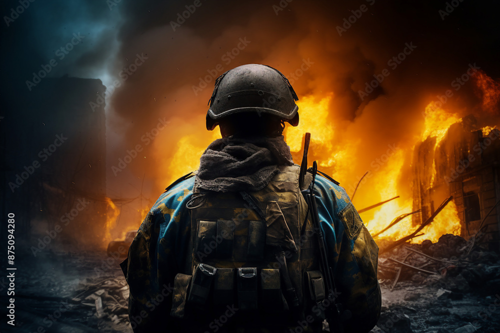 AI generated picture photo of brave soldier defender war aggression AI generated picture photo of brave soldier defender war aggression