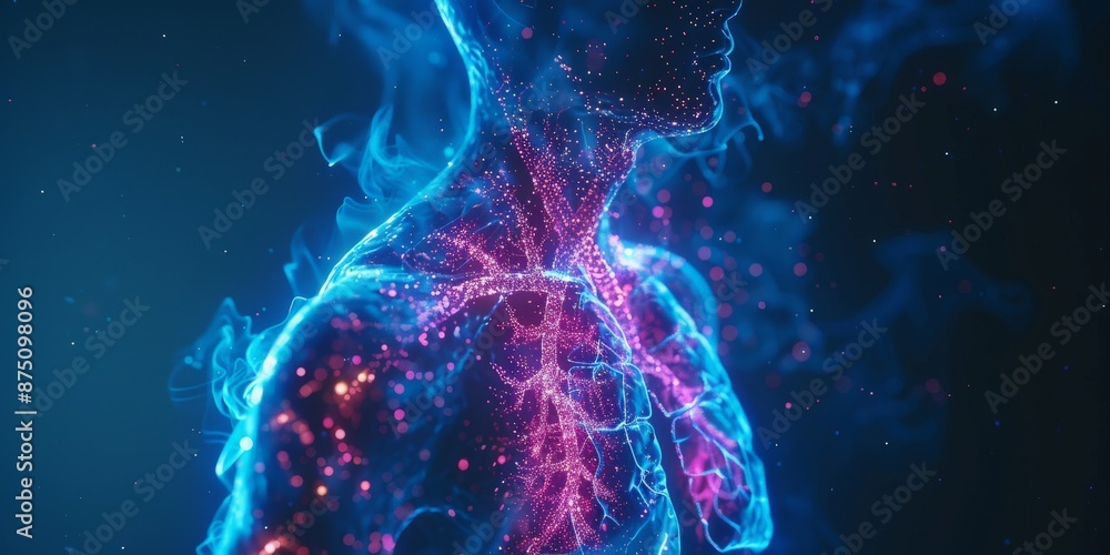 Detailed Lung Visualization in Futuristic Medical Tech Detailed Lung Visualization in Futuristic Medical Tech