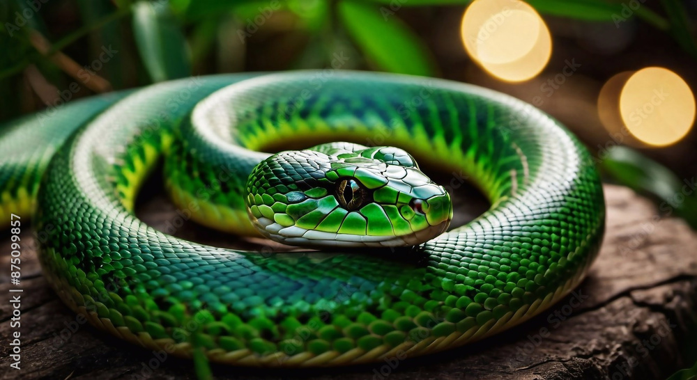 Fototapeta premium year of the green Wooden Snake according to the eastern (Chinese) calendar