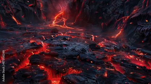 This is a 3D illustration of Pele's Hair Lava, Basalt Glass, Volcanic Glass. AI generated illustration