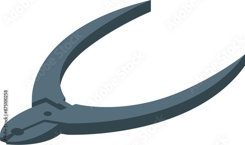 Professional metal pliers tool for cutting wires isometric view isolated on white background