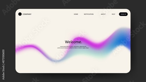 Abstract wave futuristic design of landing page. retro gradient mesh website design