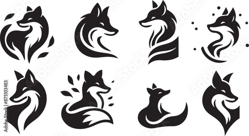 Set of fox logo vector illustration silhouette icon
