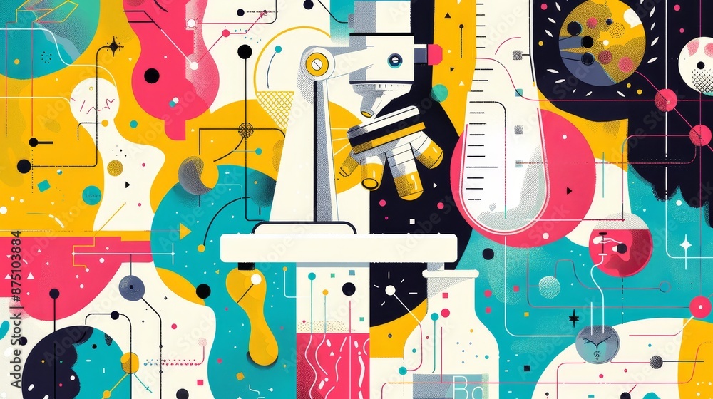 Playful and vibrant illustrations of medical research and breakthroughs AI generated illustration