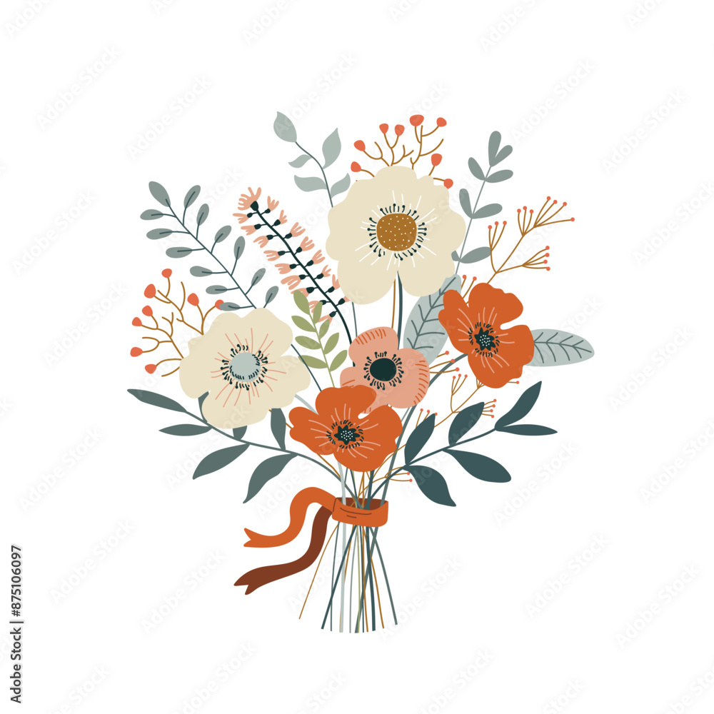 Cute Bouquet of flowers in flat style, vector illustration. Cute Bouquet of flowers in flat style, vector illustration.