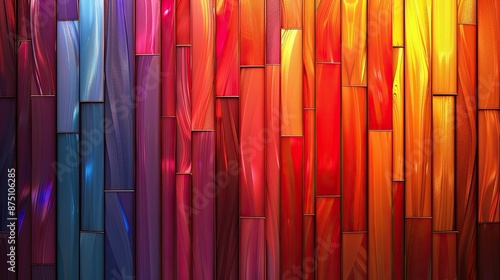 A colorful wooden wall with a rainbow of colors