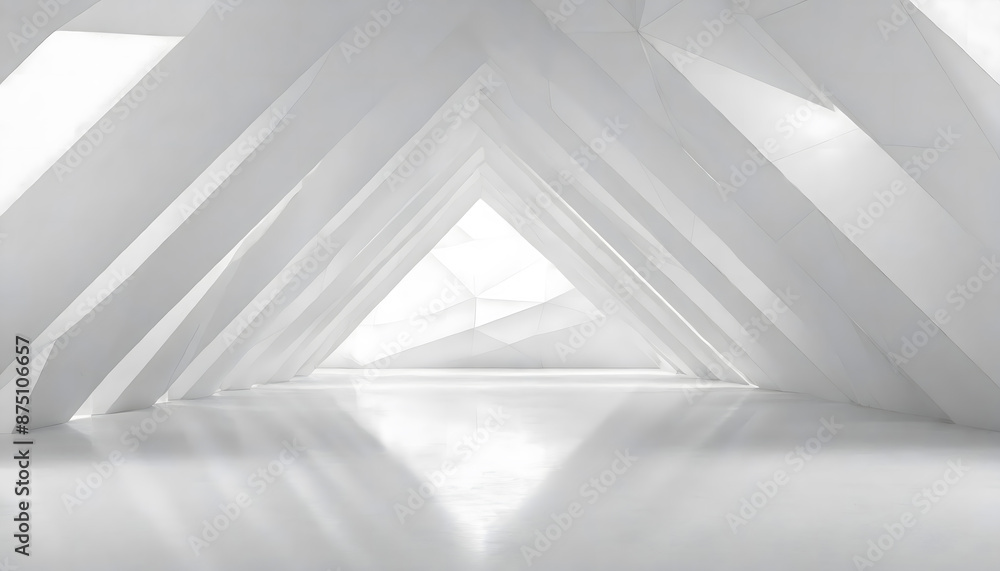 Obraz premium white 3d interior with polygonal background. Generative AI.