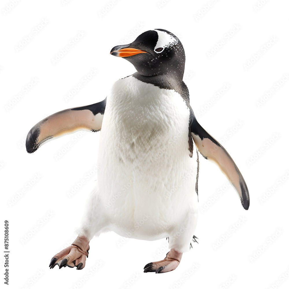 Fototapeta premium Cheerful penguin walking on transparent background