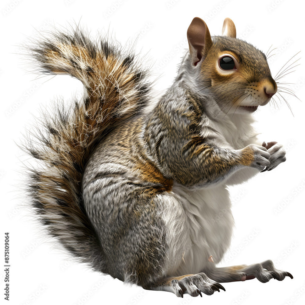Obraz premium Eastern gray squirrel on transparent background