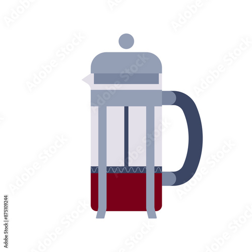 French press, coffee maker. Icon minimalist style. Coffee concept, breakfast, coffee-break, cafe, coffee house. Stylized flat vector. Isolated