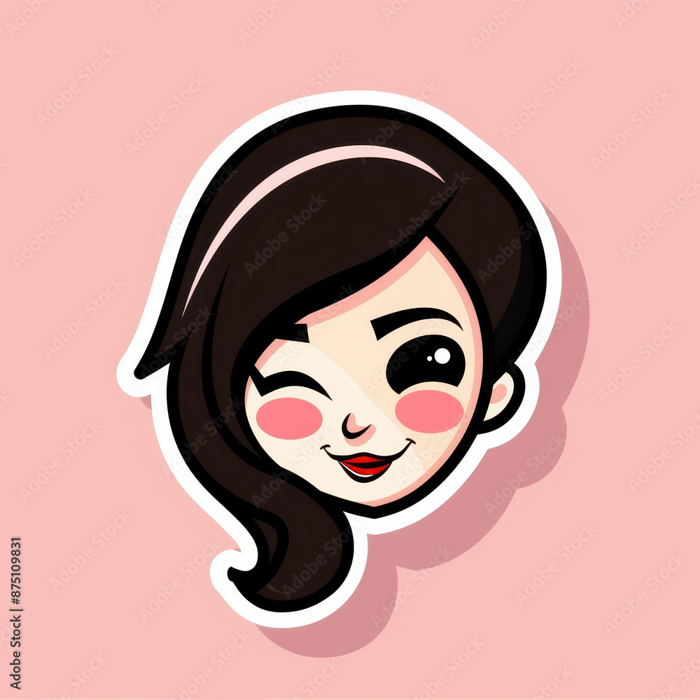 Playful character icon of a cute winking girl in a comiccartoon style, perfect for any project. Playful character icon of a cute winking girl in a comiccartoon style, perfect for any project.