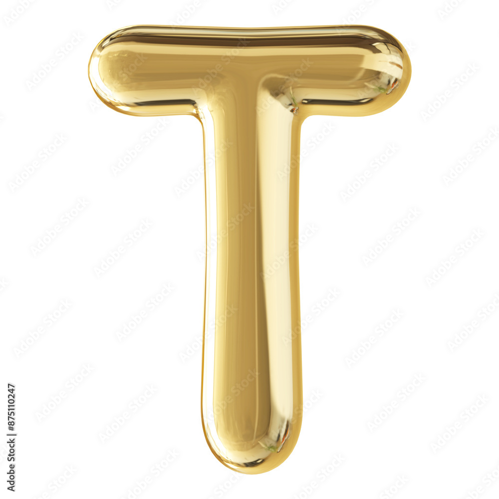 Gold 3D Bubble Font Letter T uppercase Gold 3D Bubble Font Letter T uppercase