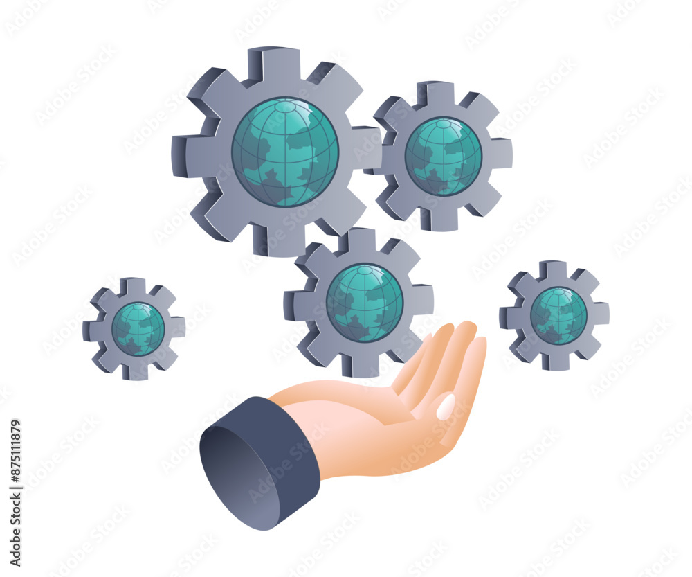 Gear Technology Revolution flat illustration Gear Technology Revolution flat illustration