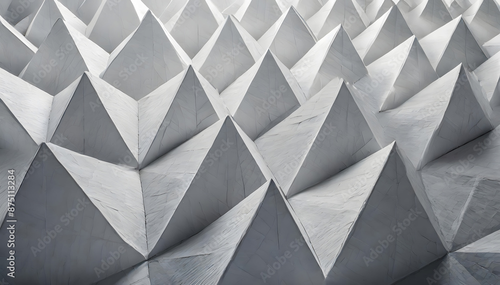 white geometric triangle 3D background. Generative AI. white geometric triangle 3D background. Generative AI.