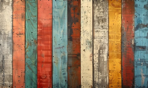 Painted distressed wood planks