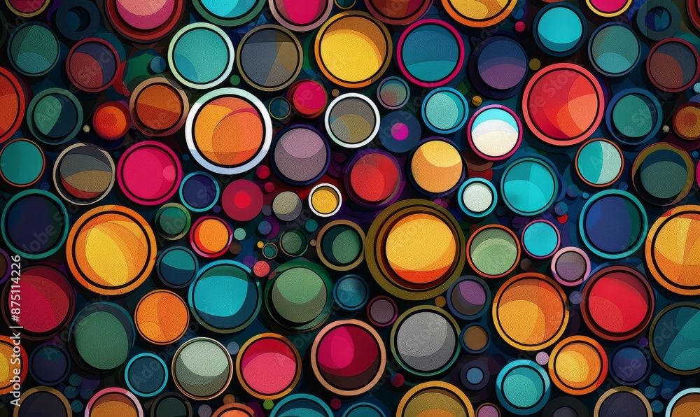 Abstract pop art circles with vibrant outlines Abstract pop art circles with vibrant outlines