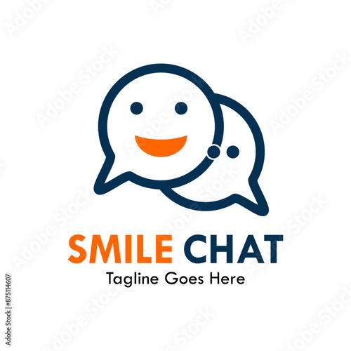 Smile chat design logo template illustration