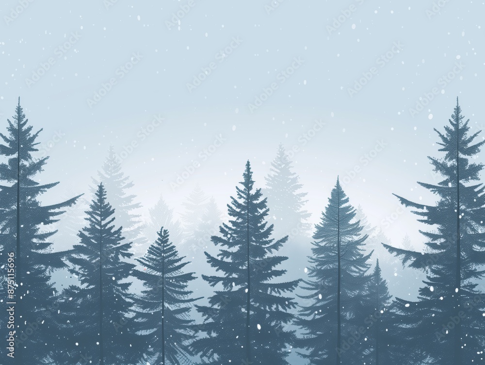 Fototapeta premium Schneebedeckter Winterwald bei Schneefall