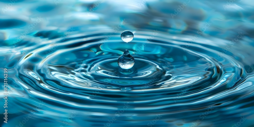 Celebrating World Water Day with an Image of a Clean Water Drop and Blue Ripples. Concept Water Conservation, Environmental Awareness, Clean Water Initiatives, Sustainable Living, World Water Day Celebrating World Water Day with an Image of a Clean Water Drop and Blue Ripples. Concept Water Conservation, Environmental Awareness, Clean Water Initiatives, Sustainable Living, World Water Day
