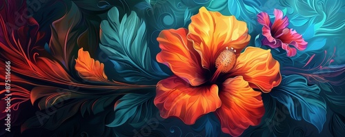 Bright, stylized flowers with vibrant colors