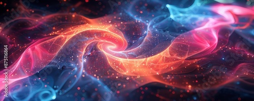 Abstract neon spirals forming random designs