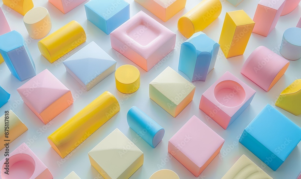 Pastel shapes pattern on white background Pastel shapes pattern on white background