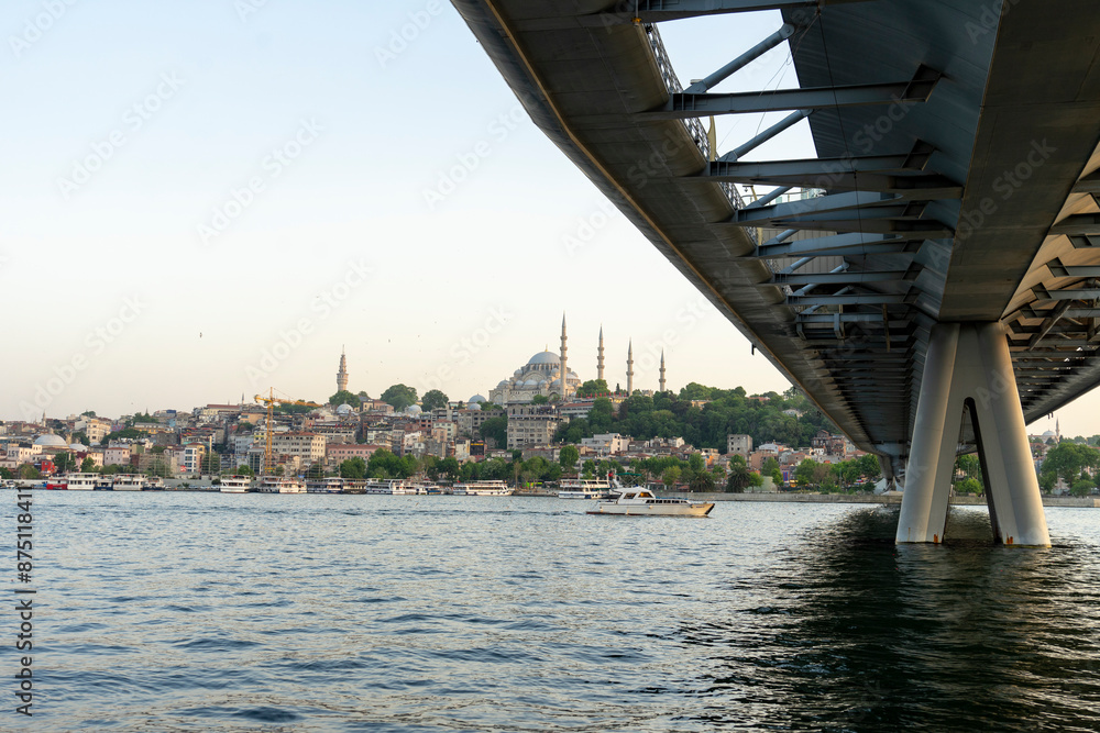 View the fantastic night view of Istanbul from the dockside park View the fantastic night view of Istanbul from the dockside park