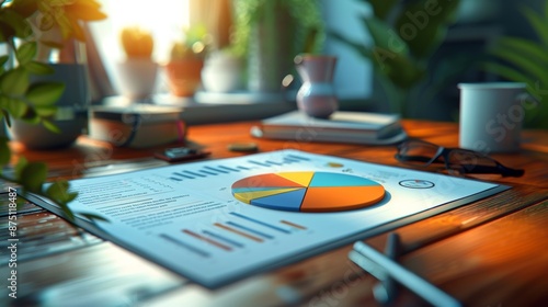 Wallpaper Mural An illustration of a document with a pie chart, representing statistical data. Torontodigital.ca