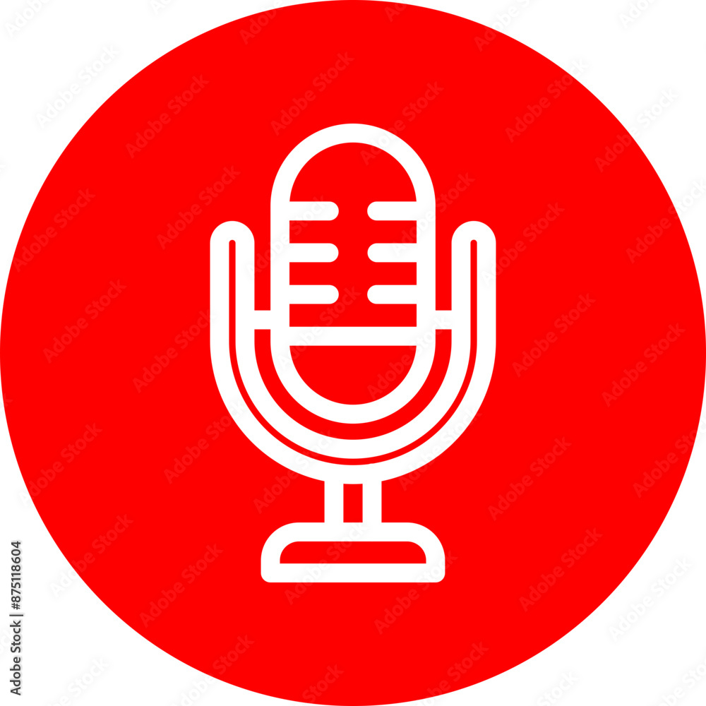 Microphone Vector Line White Circle Red Microphone Vector Line White Circle Red