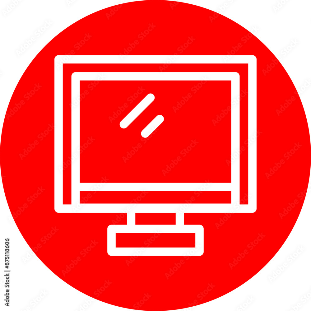 Monitor Vector Line White Circle Red Monitor Vector Line White Circle Red