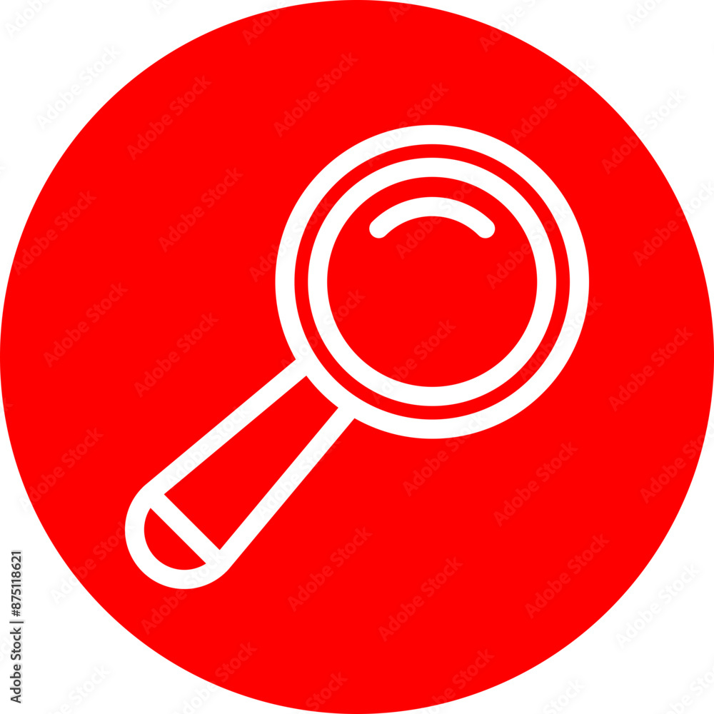 Magnifing Glass Vector Line White Circle Red Magnifing Glass Vector Line White Circle Red