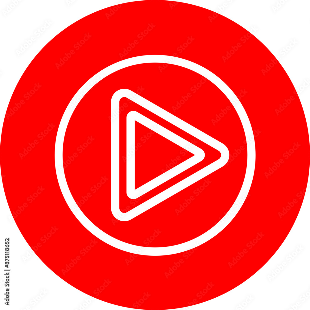 Play Button Vector Line White Circle Red Play Button Vector Line White Circle Red