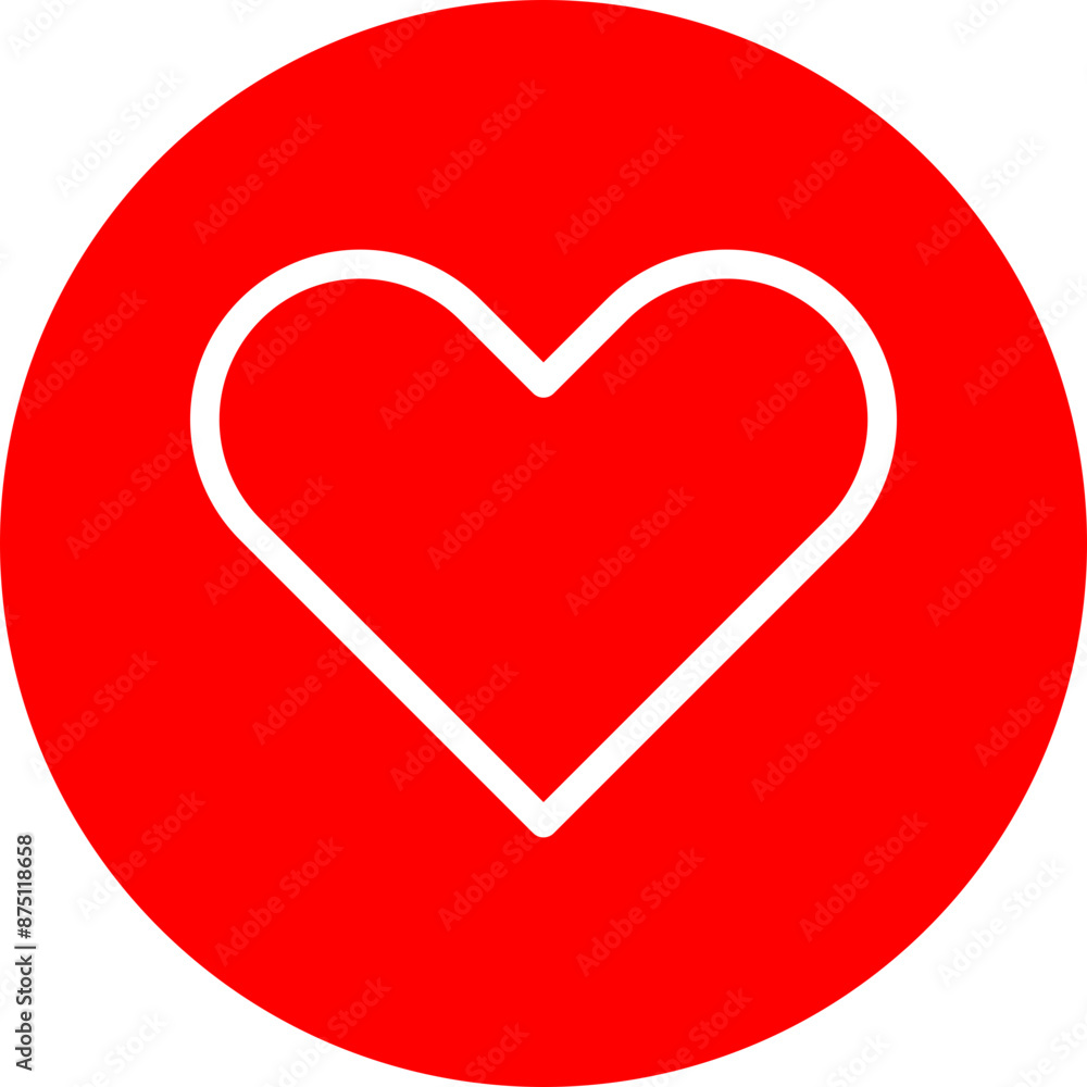 Heart Vector Line White Circle Red Heart Vector Line White Circle Red