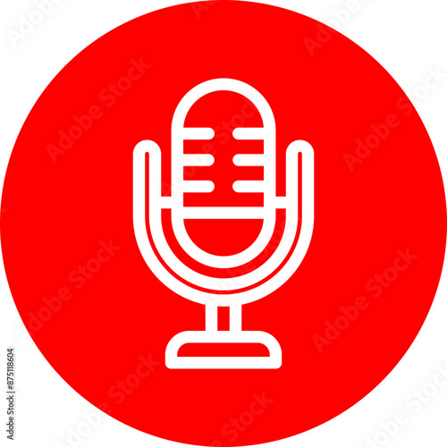 Microphone Vector Line White Circle Red