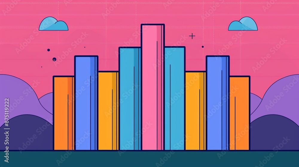 Obraz premium Clean and minimalist design highlighting wealth, savings, and budgeting; elegant color schemes and structured patterns representing forecasting and analytics. Illustration, Image, , Minimalism,