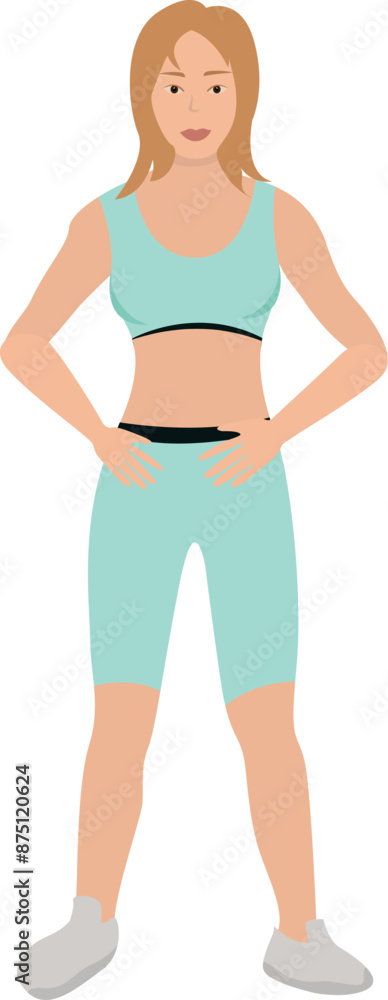 Young woman in sportswear vector illustration.. Healthy lifestyle and fitness concept Young woman in sportswear vector illustration.. Healthy lifestyle and fitness concept