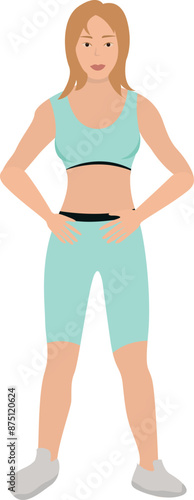 Young woman in sportswear vector illustration.. Healthy lifestyle and fitness concept