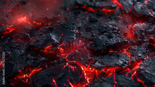 This is a 3D illustration of Pele's Hair Lava, Basalt Glass, Volcanic Glass. AI generated illustration