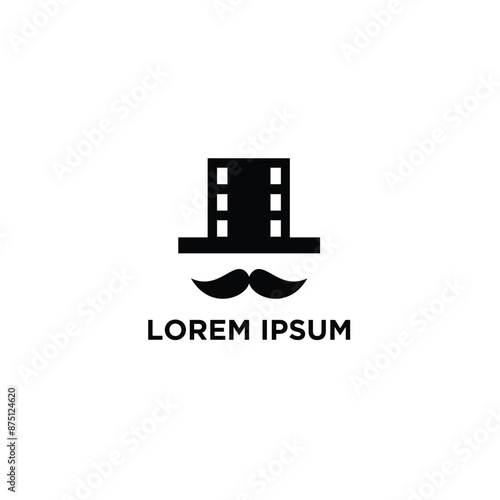 illustration film roll logo and a man with a dignified mustache