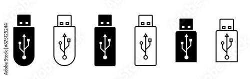 Flash disk sign and symbol. Usb icon vector. Flash disk icon. USB pendrive vector icon set.