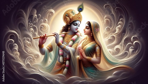 Lord Krishna and Radha Rani dreamy Portrait