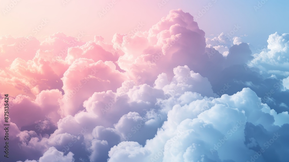 Soft fluffy clouds in a gradient of calming colors AI generated illustration Soft fluffy clouds in a gradient of calming colors AI generated illustration