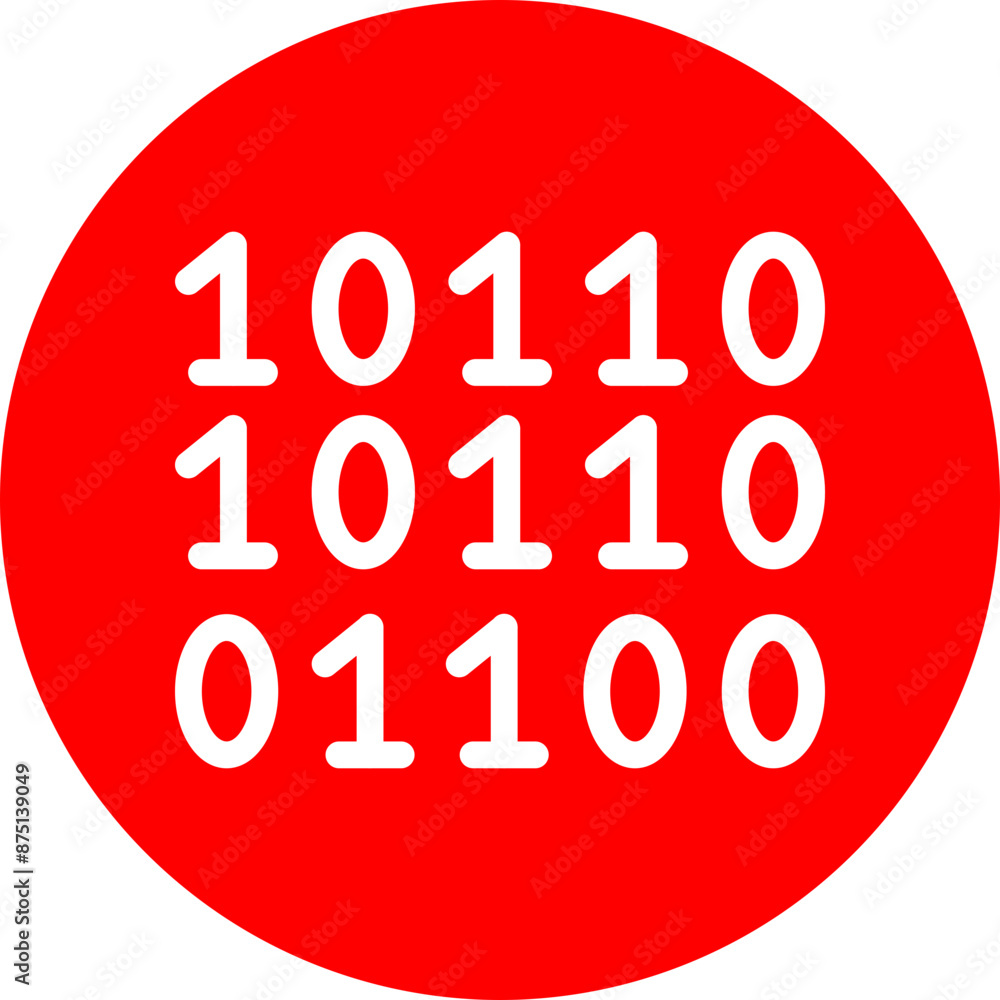 Binary Code Vector Line White Circle Red Binary Code Vector Line White Circle Red